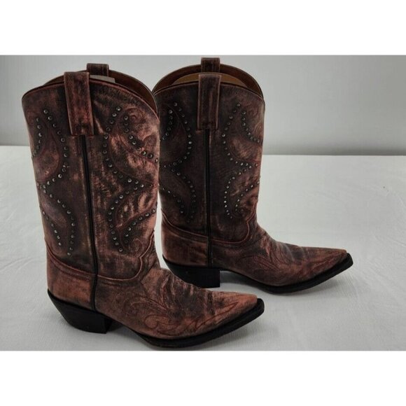 Eight Second Angel Women Size 8.5 Wash Pink Leather Studs Snip Toe Western Boot - Picture 1 of 9